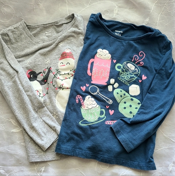 Carter's Girls Winter Long Sleeves - Coffee and Snowman - Picture 1 of 9